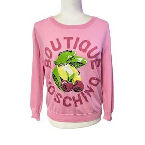 MOSCHINO Iconic Cherry Logo Pullover NWT !! Small Top Sz 6/40 Small Boutique Mos
